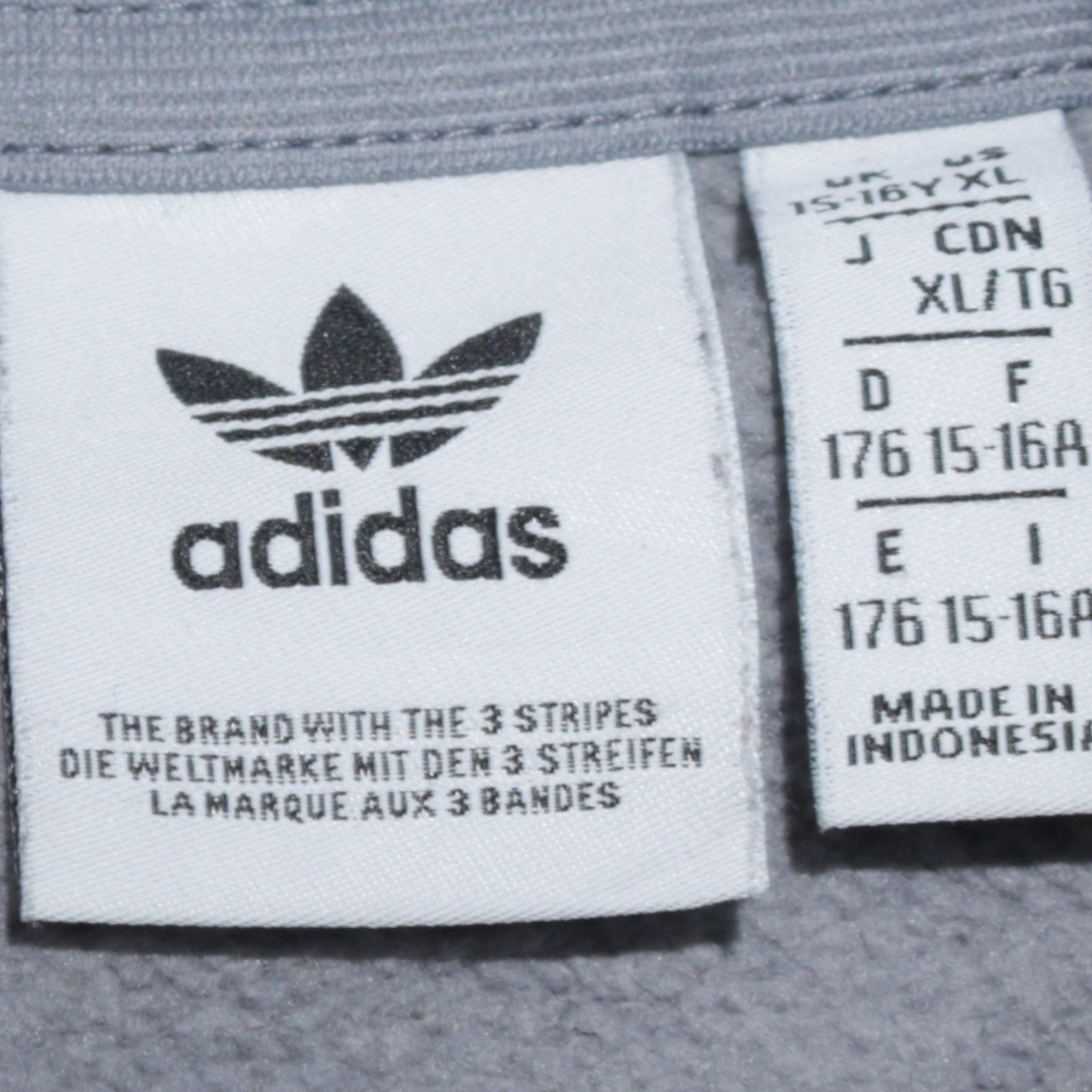 Adidas Boys Grey Colourblock Pullover Hoodie 15-16 Years Logo Fleece