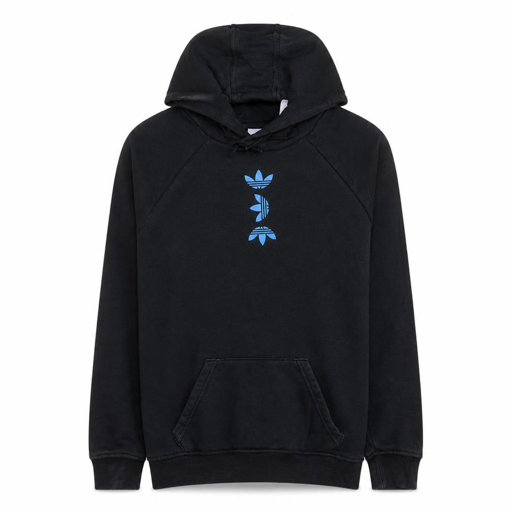 Adidas Women's Black Pullover Hoodie Small Blue Logo Graphic Cotton Blend