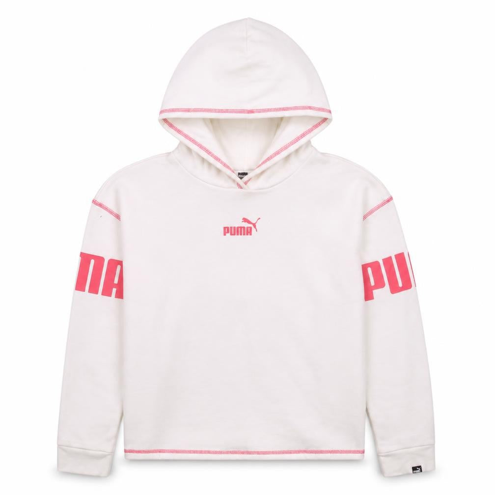 Puma Girls White Pink Logo Pullover Hoodie 13-14 Years