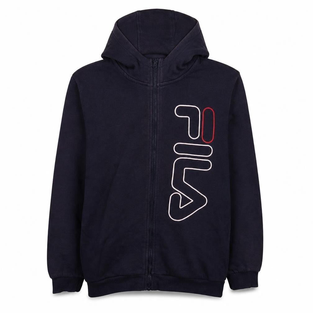 Fila Boys Black Full Zip Hoodie 11-12 Years Logo Fleece Sweatshirt