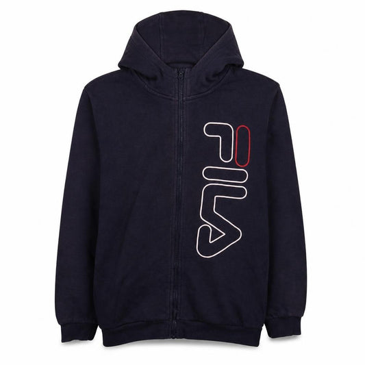 Fila Boys Black Full Zip Hoodie 11-12 Years Logo Fleece Sweatshirt