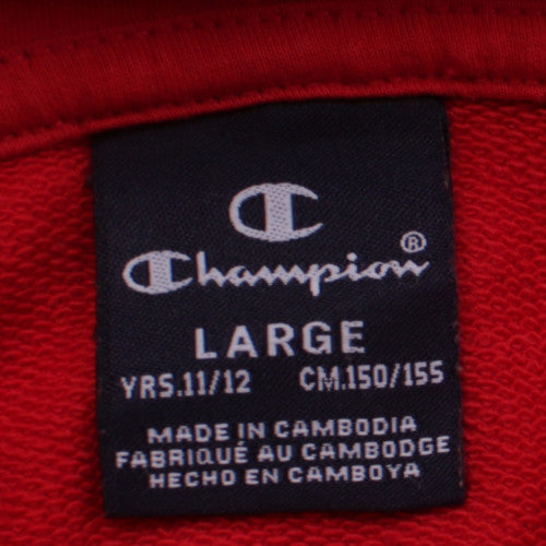 Champion Boys Red Pullover Hoodie 11-12 Years Fleece Logo Hooded Sweatshirt