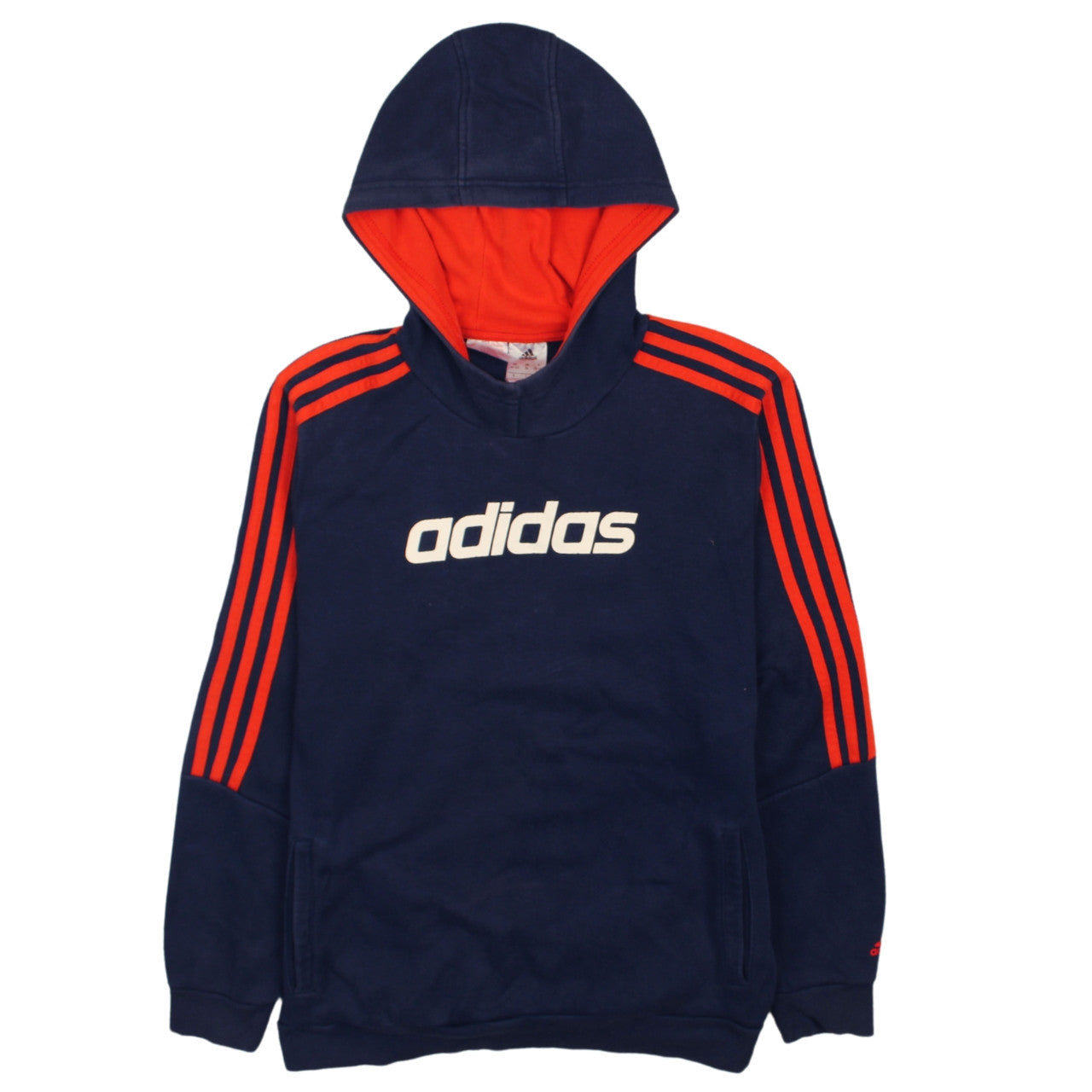 Adidas Boys Navy Hoodie 15-16 Years Pullover Fleece Long Sleeve Logo