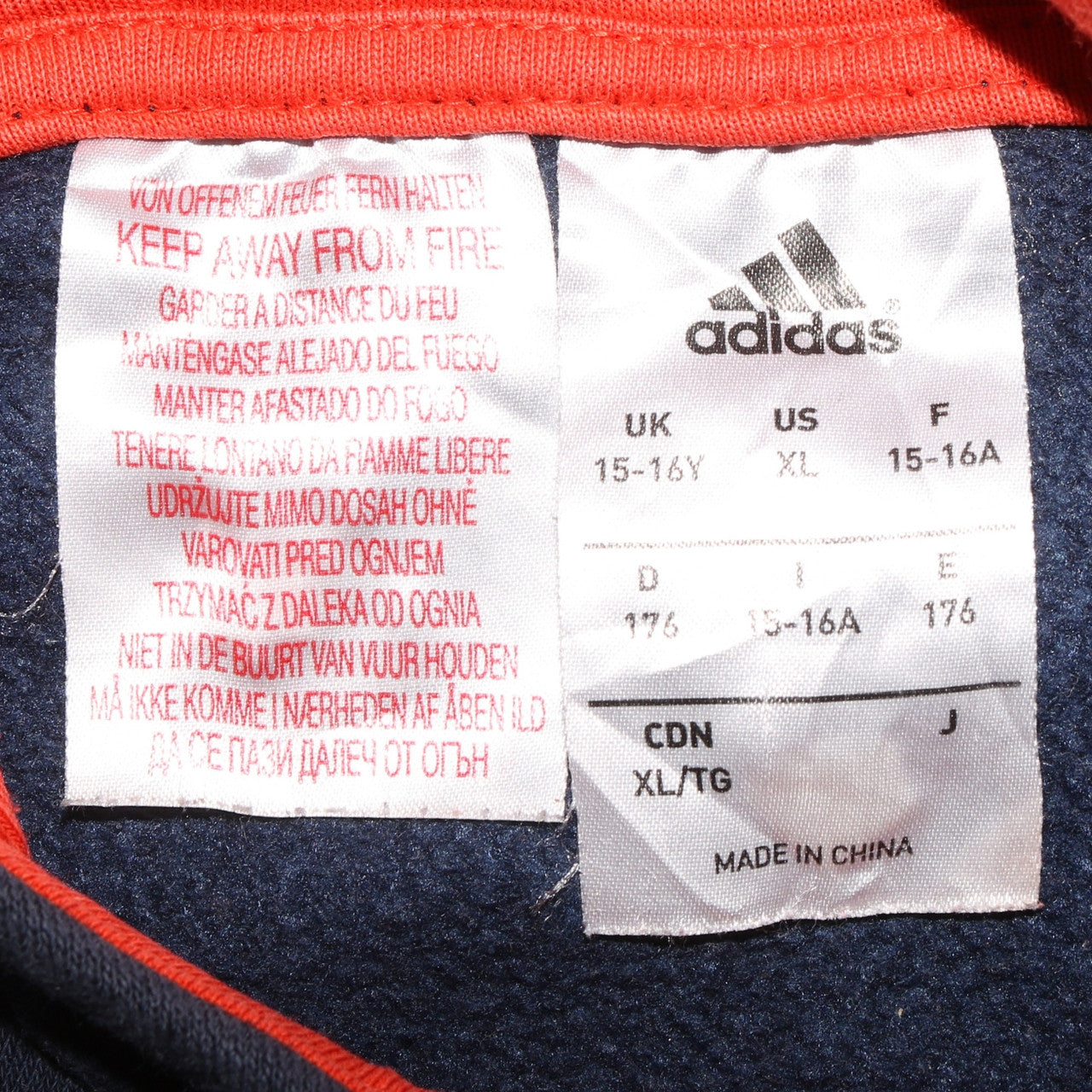 Adidas Boys Navy Hoodie 15-16 Years Pullover Fleece Long Sleeve Logo
