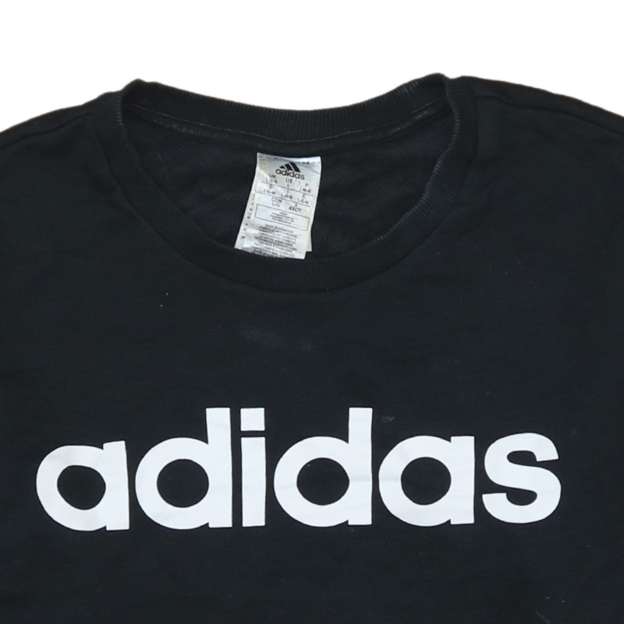 Adidas Womens Black Crew Neck Logo Sweatshirt Size L 16-18