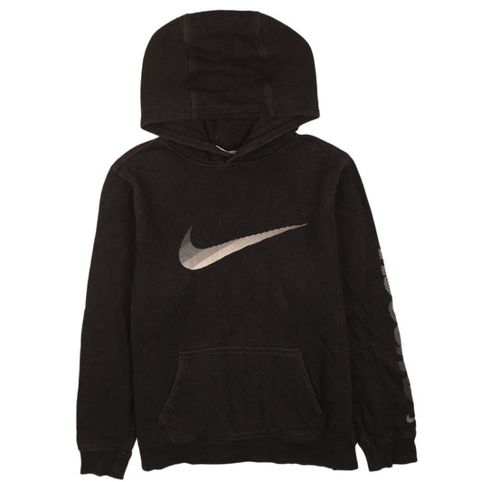 Nike Boys Black Pullover Hoodie 13-15 Years Graphic Logo Fleece Sweatshirt