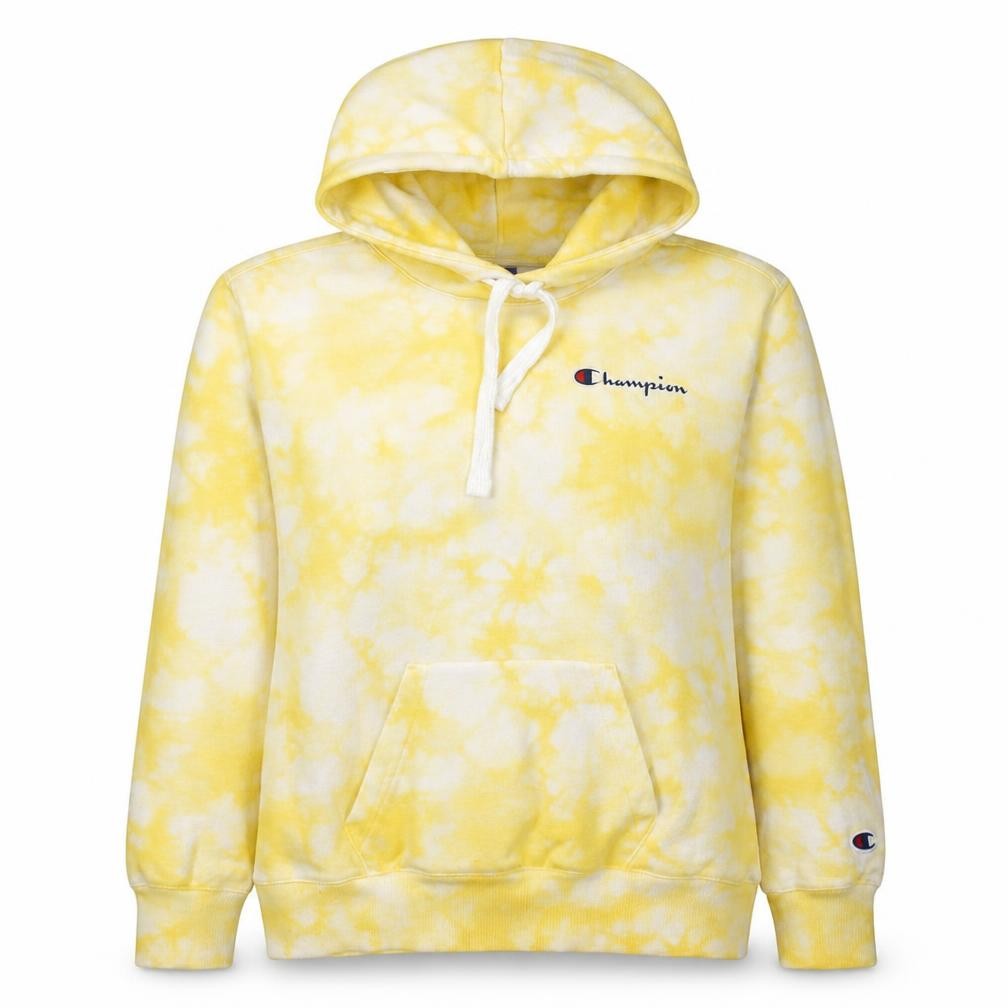 Champion Women's Yellow Tie-Dye Pullover Hoodie Small