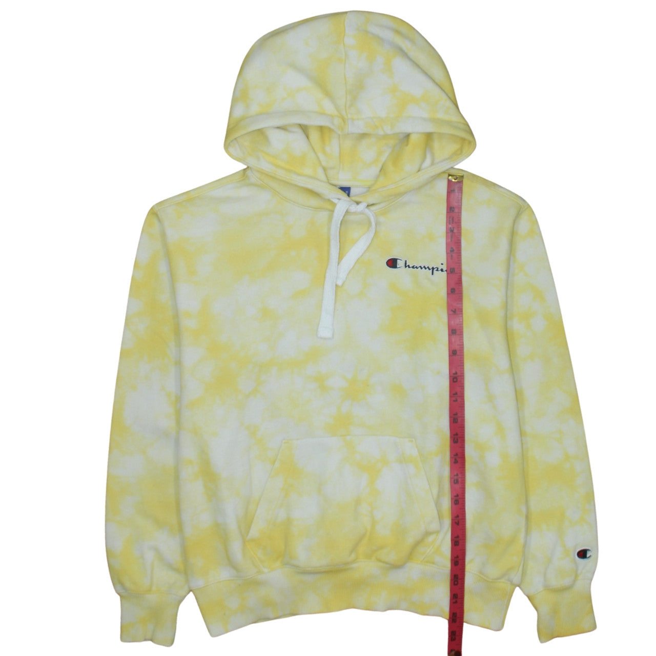 Champion Women's Yellow Tie-Dye Pullover Hoodie Small