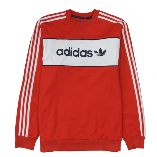 Adidas Mens Red Crew Neck Pullover Sweatshirt L Retro Logo