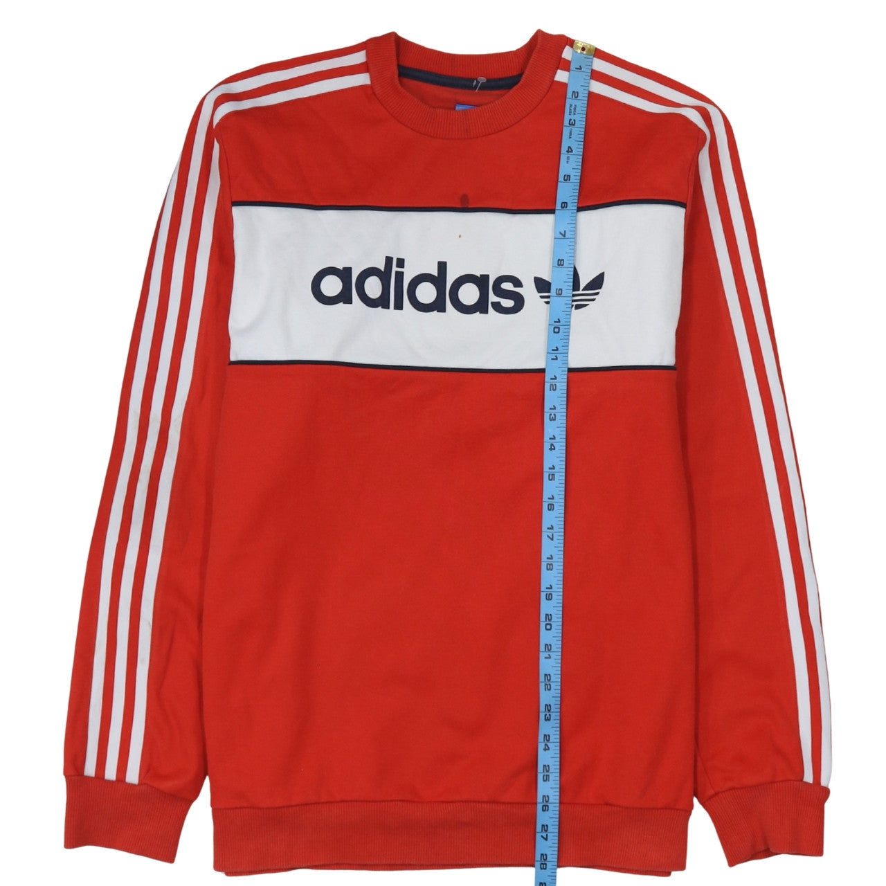 Adidas Mens Red Crew Neck Pullover Sweatshirt L Retro Logo