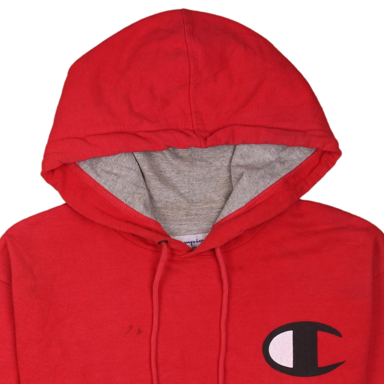 Champion Mens Red Pullover Hoodie M Logo Fleece Sweatshirt