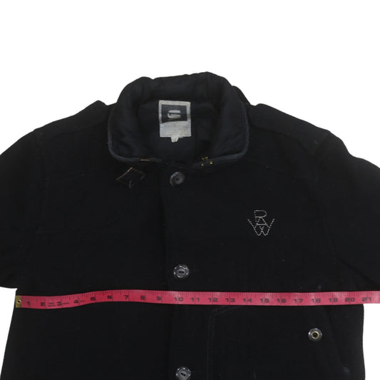 G-Star RAW Men's Black Wool Blend Overcoat L Regular