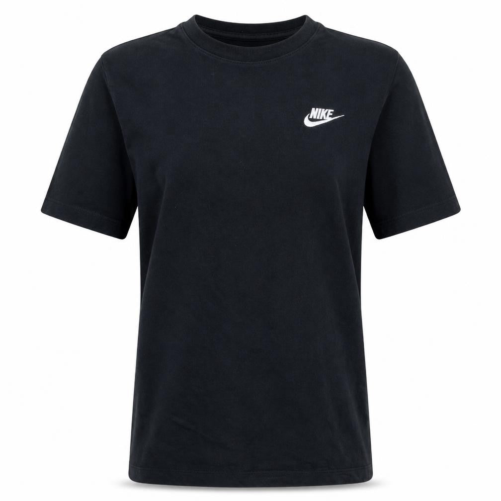 Nike Women Black S Pullover Sweatshirt Cotton Crew Neck Short Sleeve