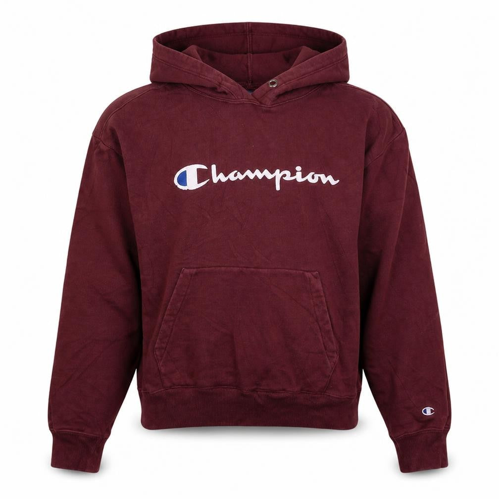 Champion Mens Red Pullover Hoodie Small Graphic Logo Fleece