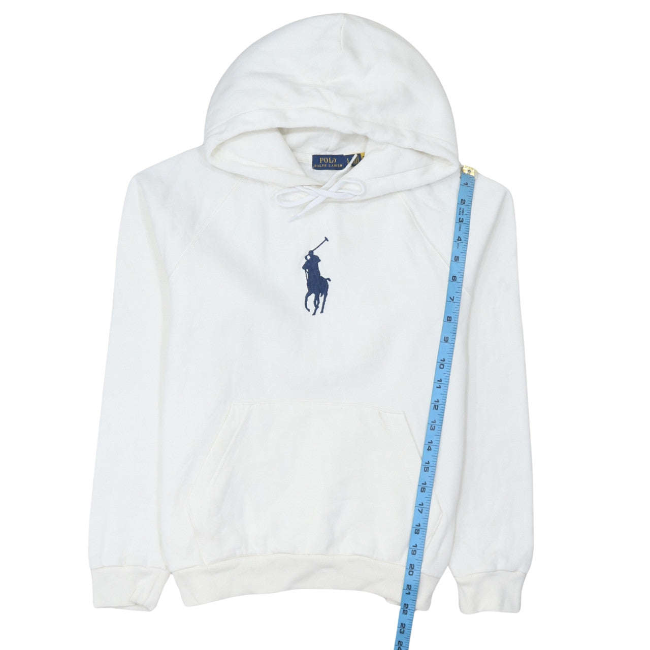 Polo Ralph Lauren Boys White Large Pullover Hoodie Cotton Blend Logo