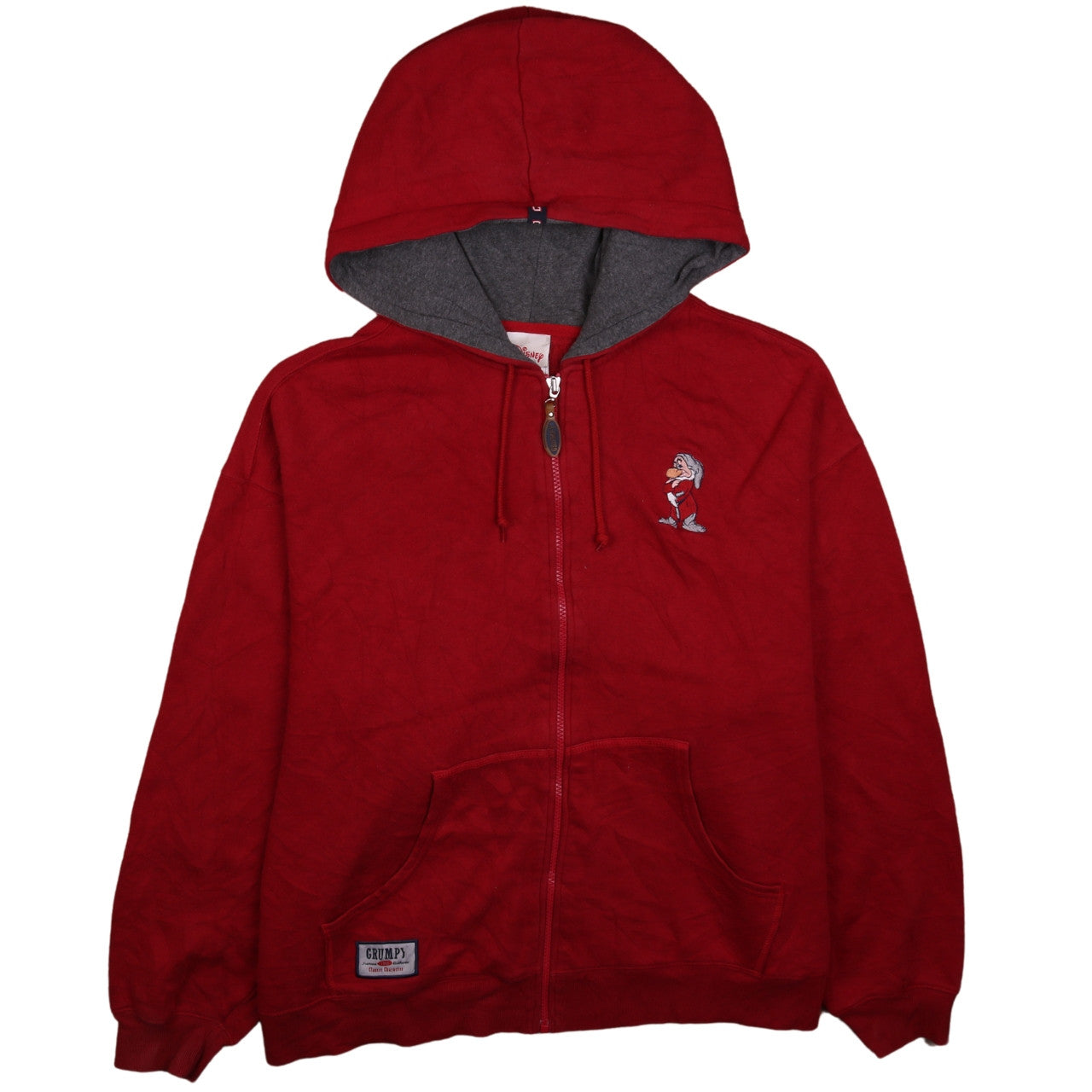 Disney Store Men Red XL Full Zip Grumpy Hoodie Sweatshirt