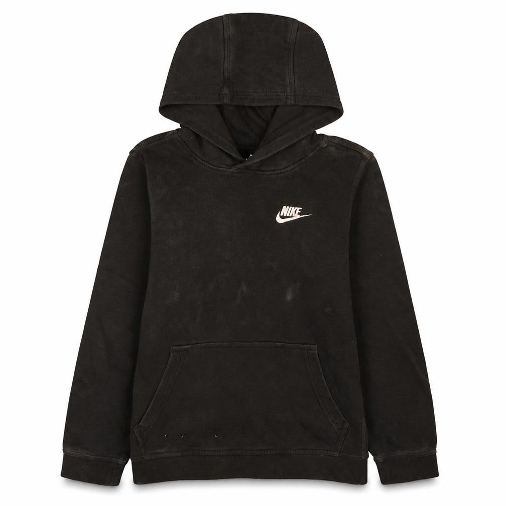 Front view of Nike boys’ black pullover hoodie size 158cm fleece sweatshirt