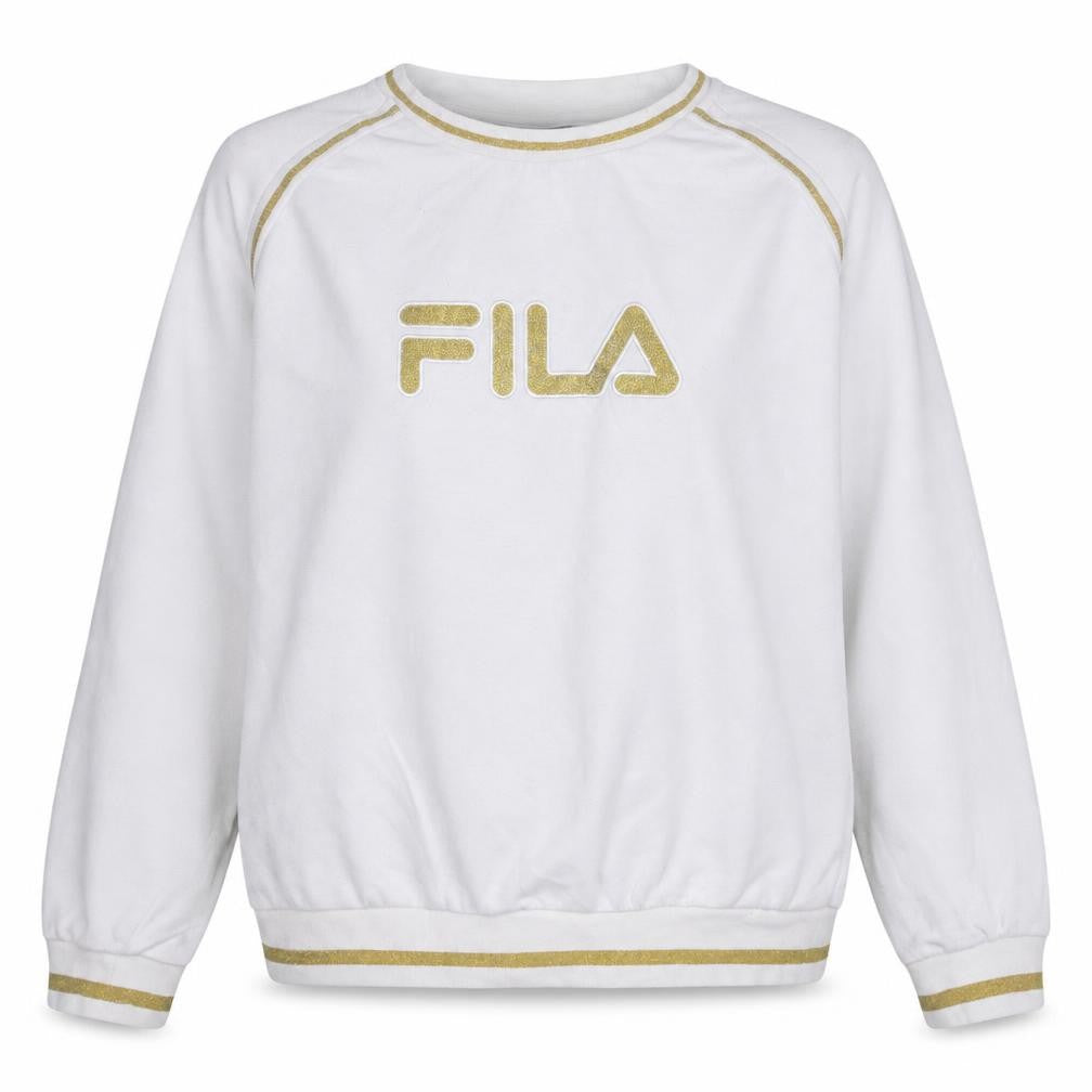 Fila Womens White Gold Logo Pullover Sweatshirt L