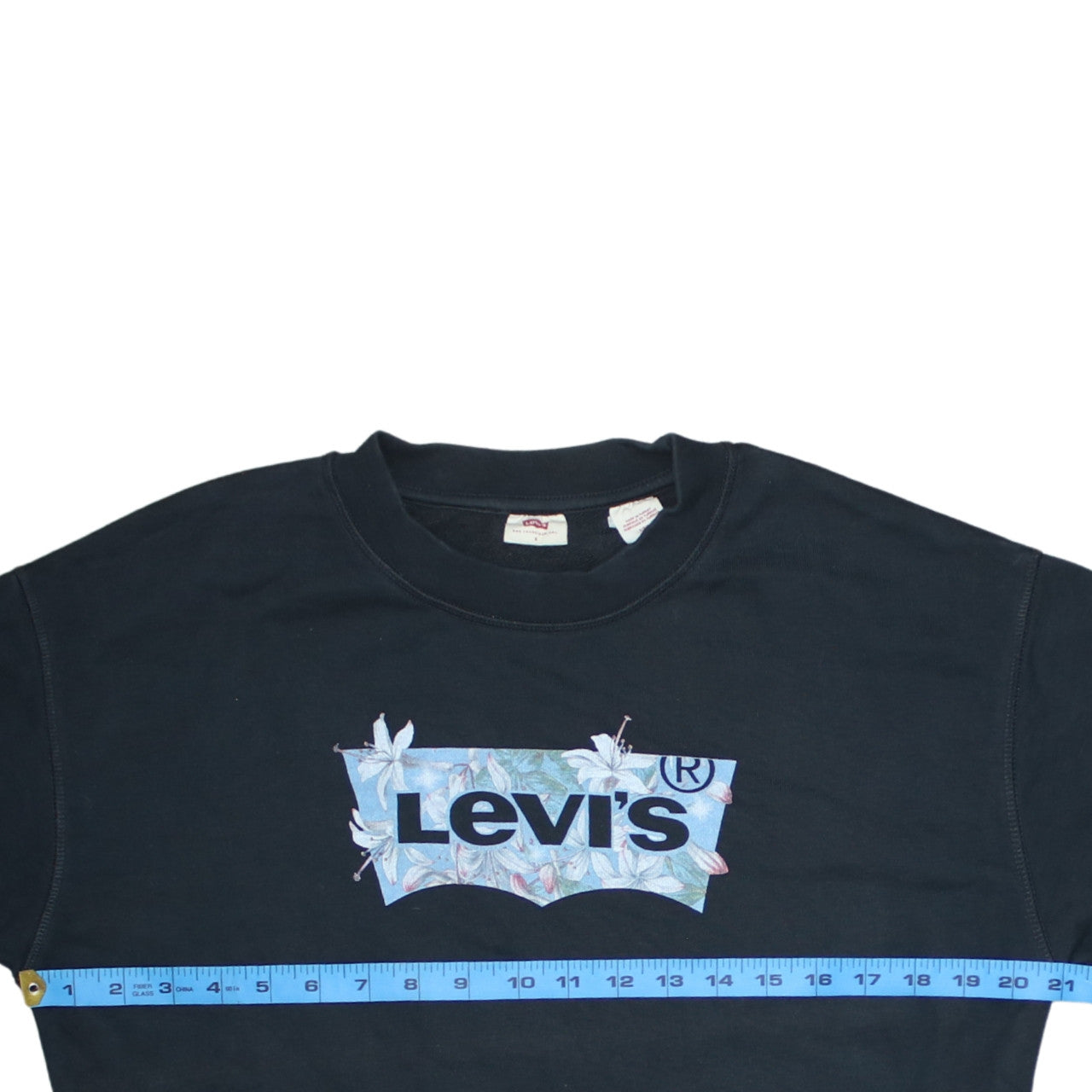 Levi's Men's Black Floral Logo Crew Neck Sweatshirt Size S