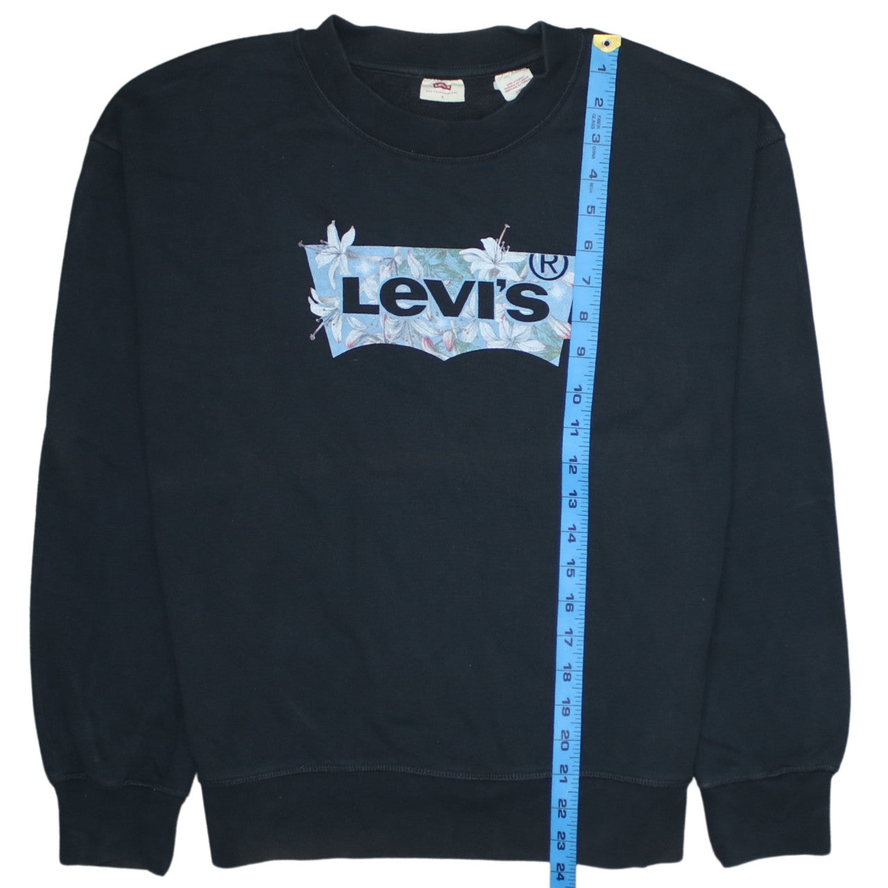 Levi's Men's Black Floral Logo Crew Neck Sweatshirt Size S