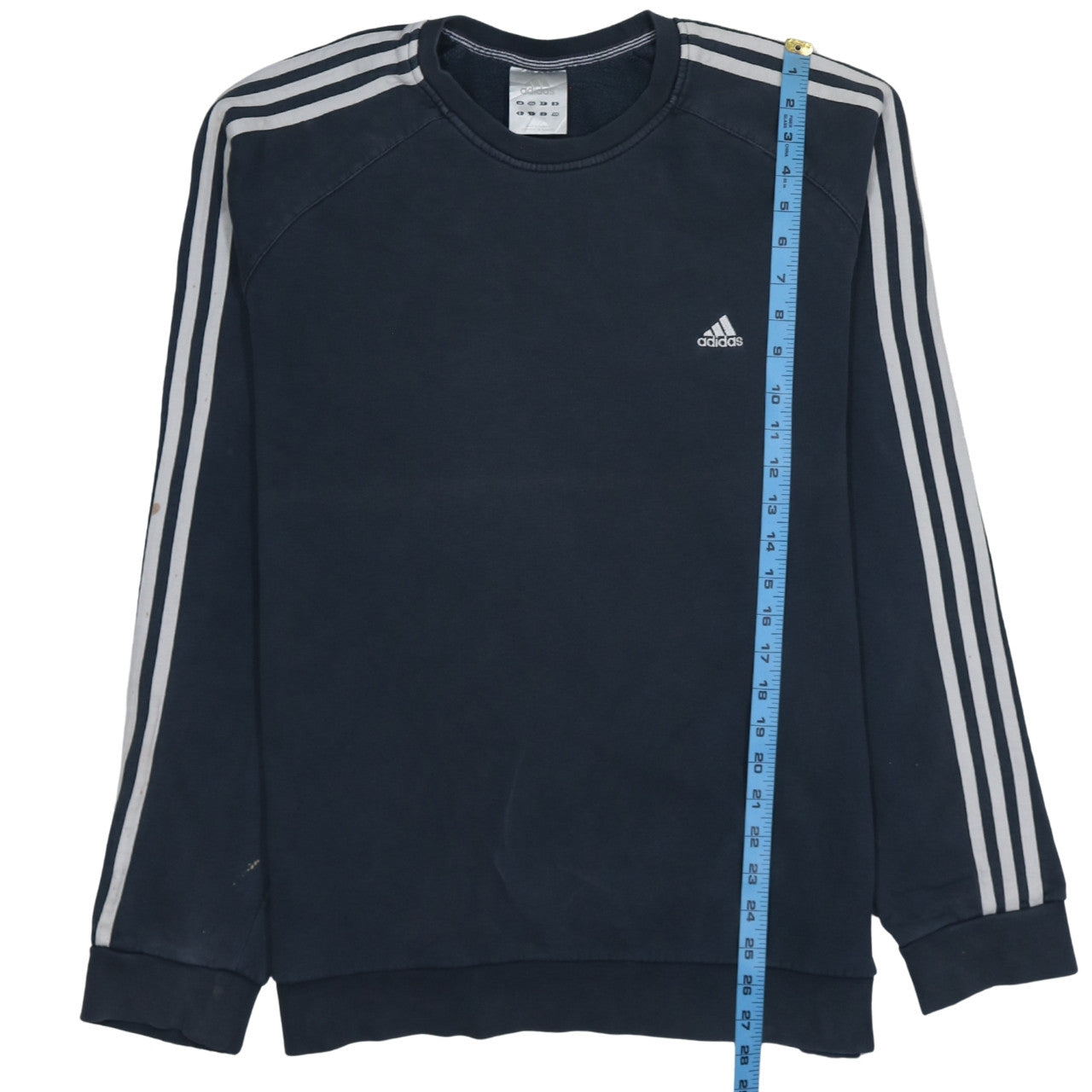 Adidas Mens Black Crew Neck Sweatshirt Size L Classic 3-Stripes Pullover