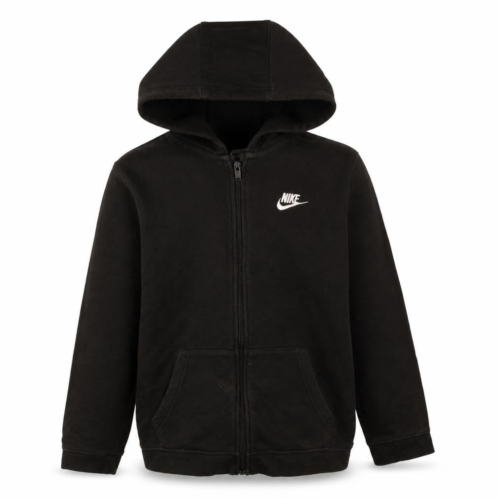 Front view of Nike boys’ black full zip hoodie xl 158-170cm fleece sweatshirt