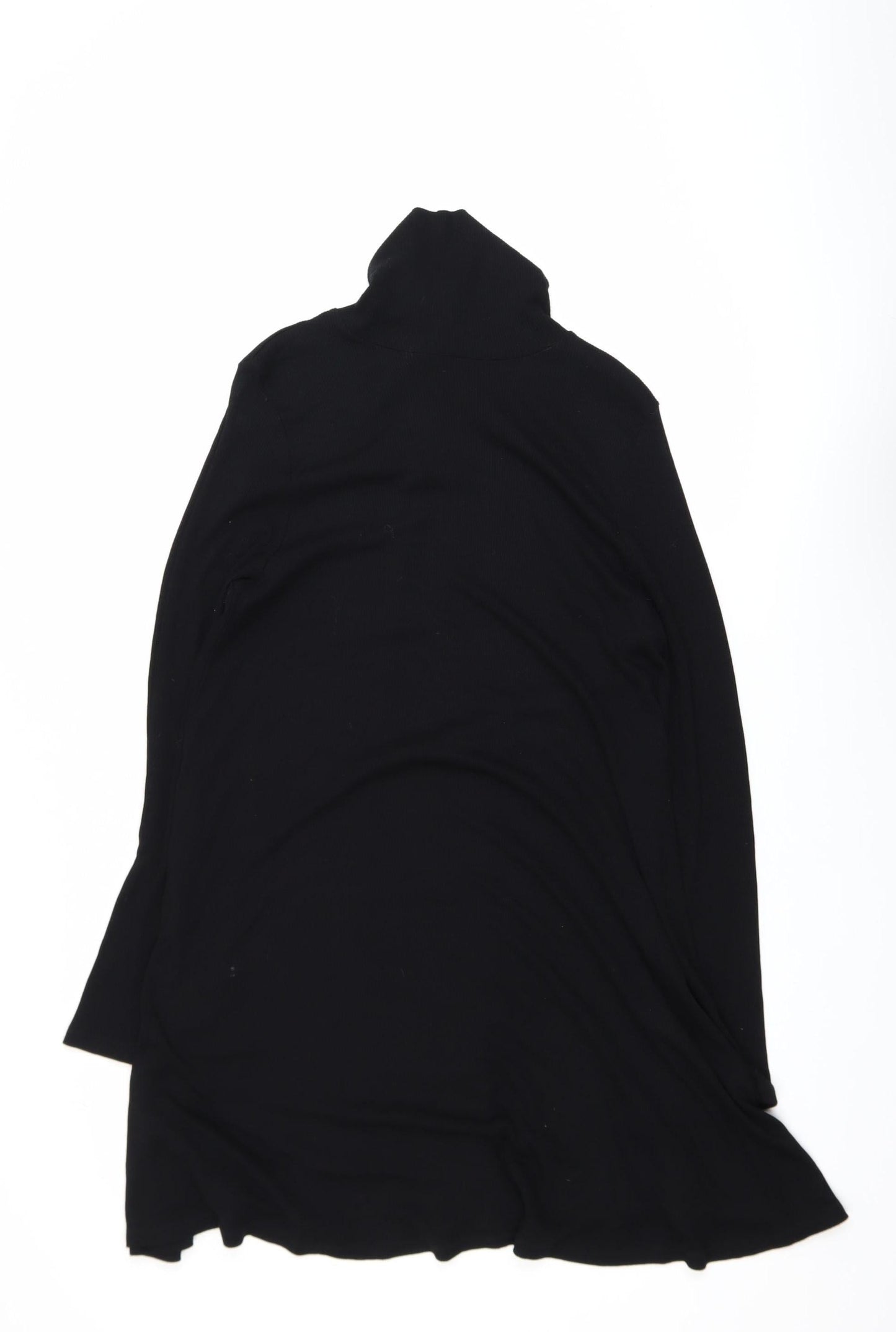 ASOS Women Black Size 12 Knit Roll Neck Long Sleeve Shift Dress