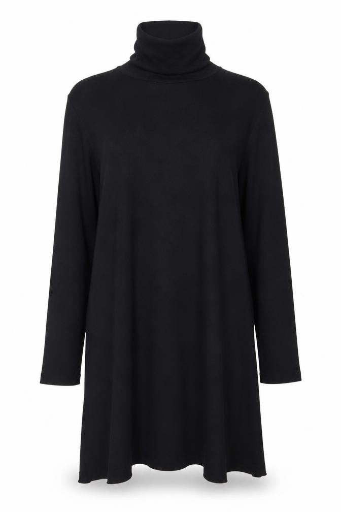 ASOS Women Black Size 12 Knit Roll Neck Long Sleeve Shift Dress