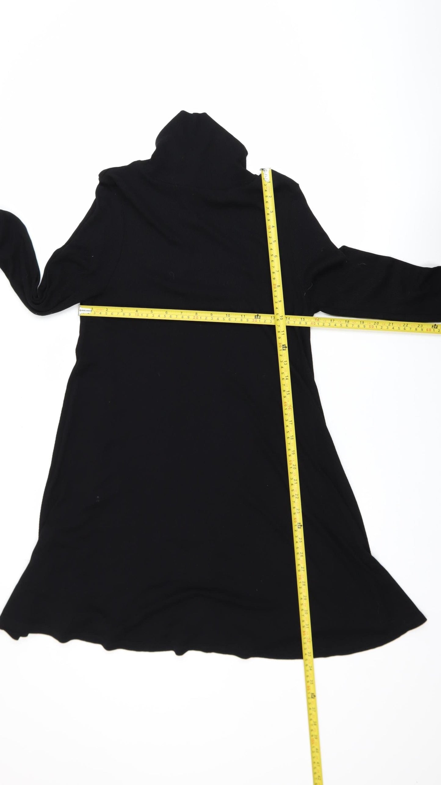 ASOS Women Black Size 12 Knit Roll Neck Long Sleeve Shift Dress