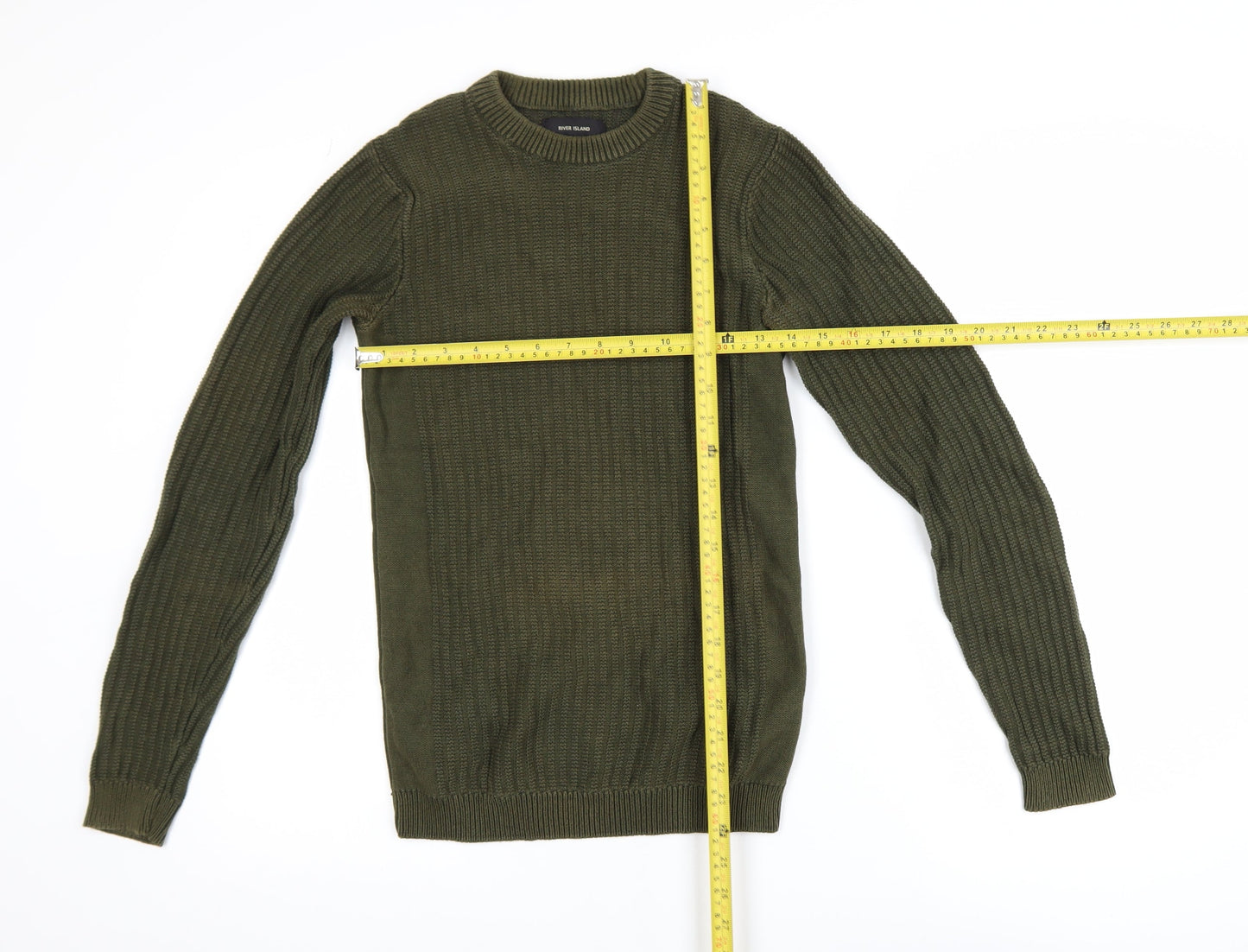 River Island Womens Khaki Green XXS Cable-Knit Jumper