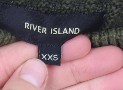 River Island Womens Khaki Green XXS Cable-Knit Jumper