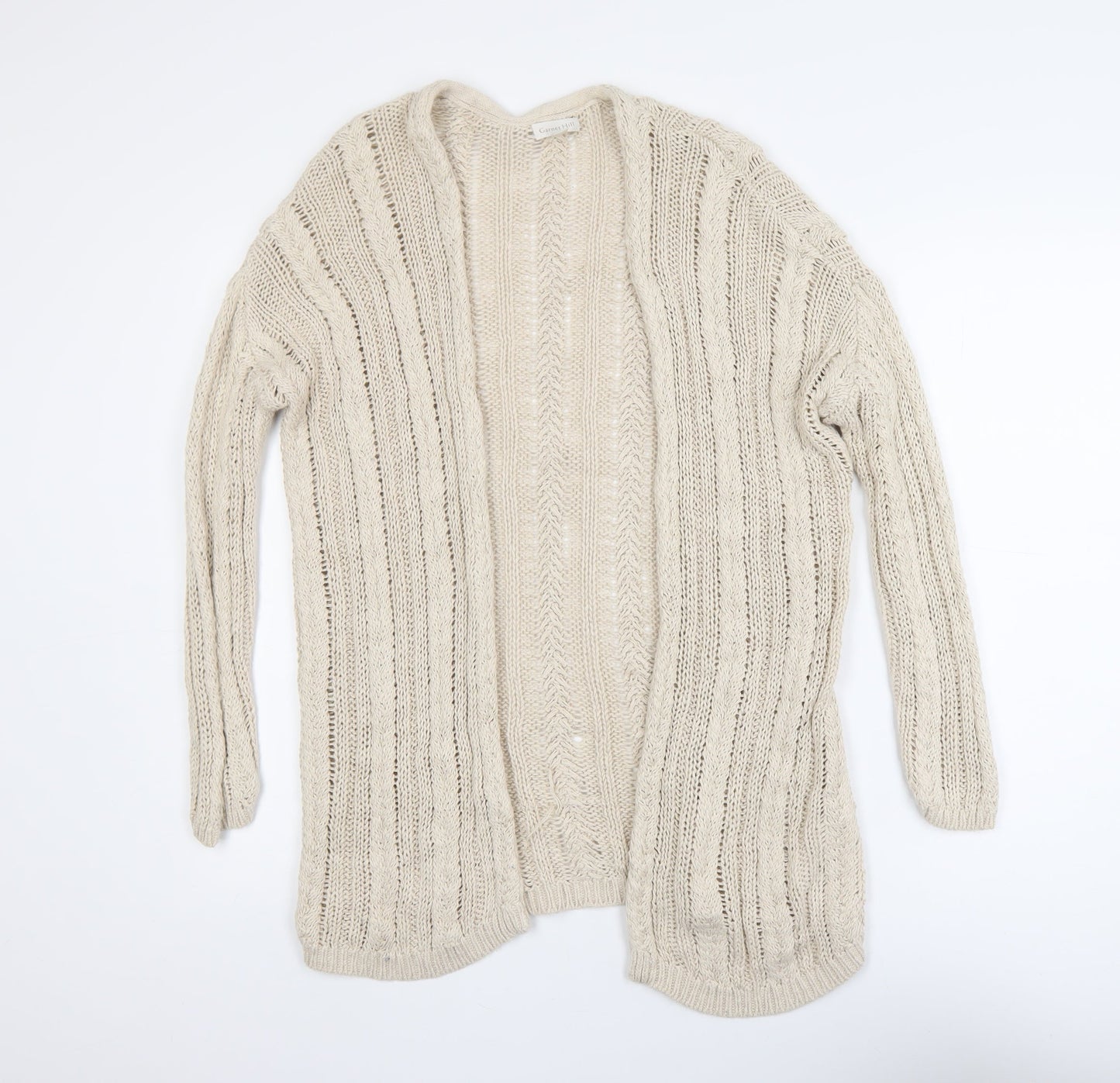 Garnet Hill Women's Beige Open-Knit Linen Cotton Cardigan Size S