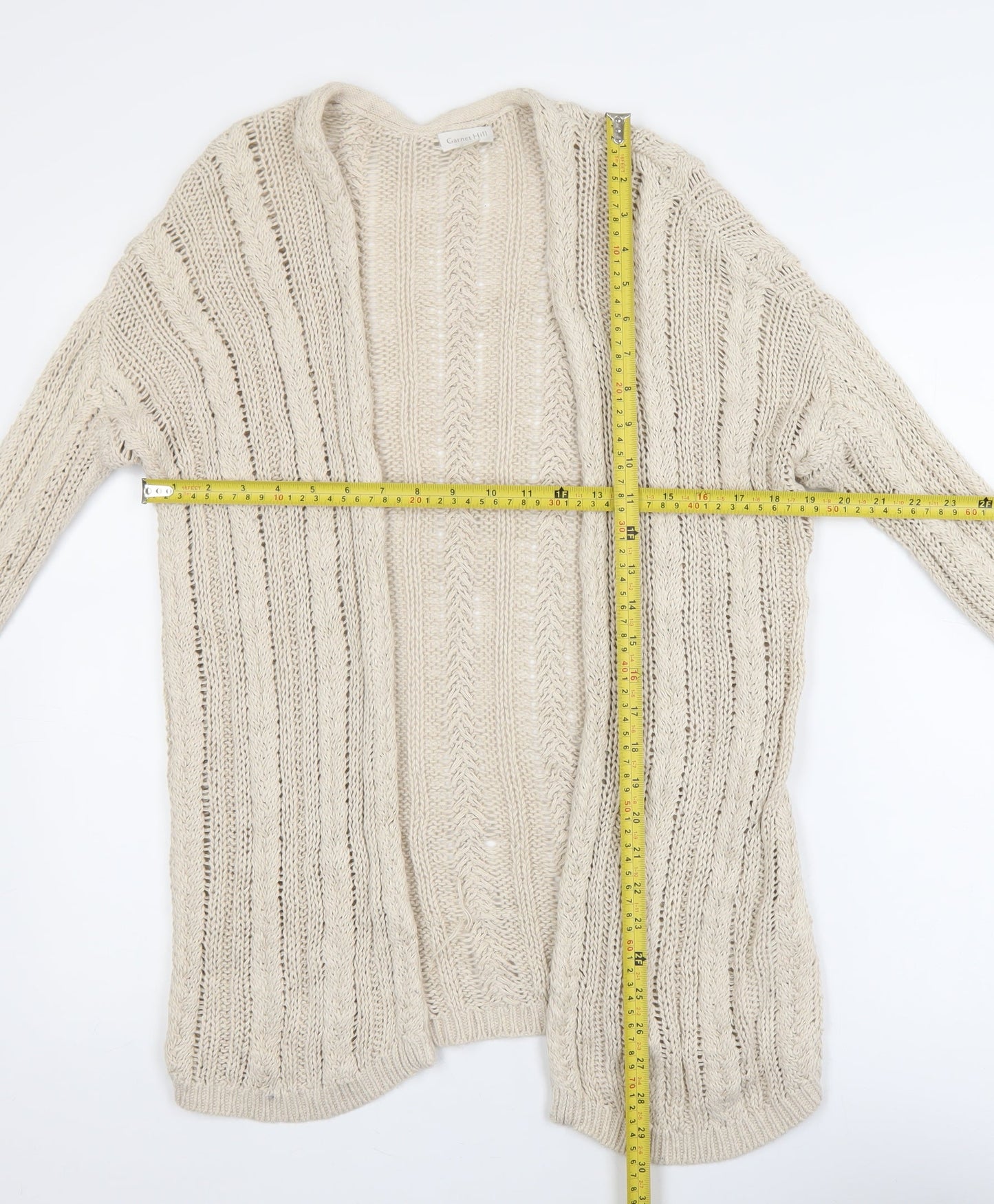 Garnet Hill Women's Beige Open-Knit Linen Cotton Cardigan Size S