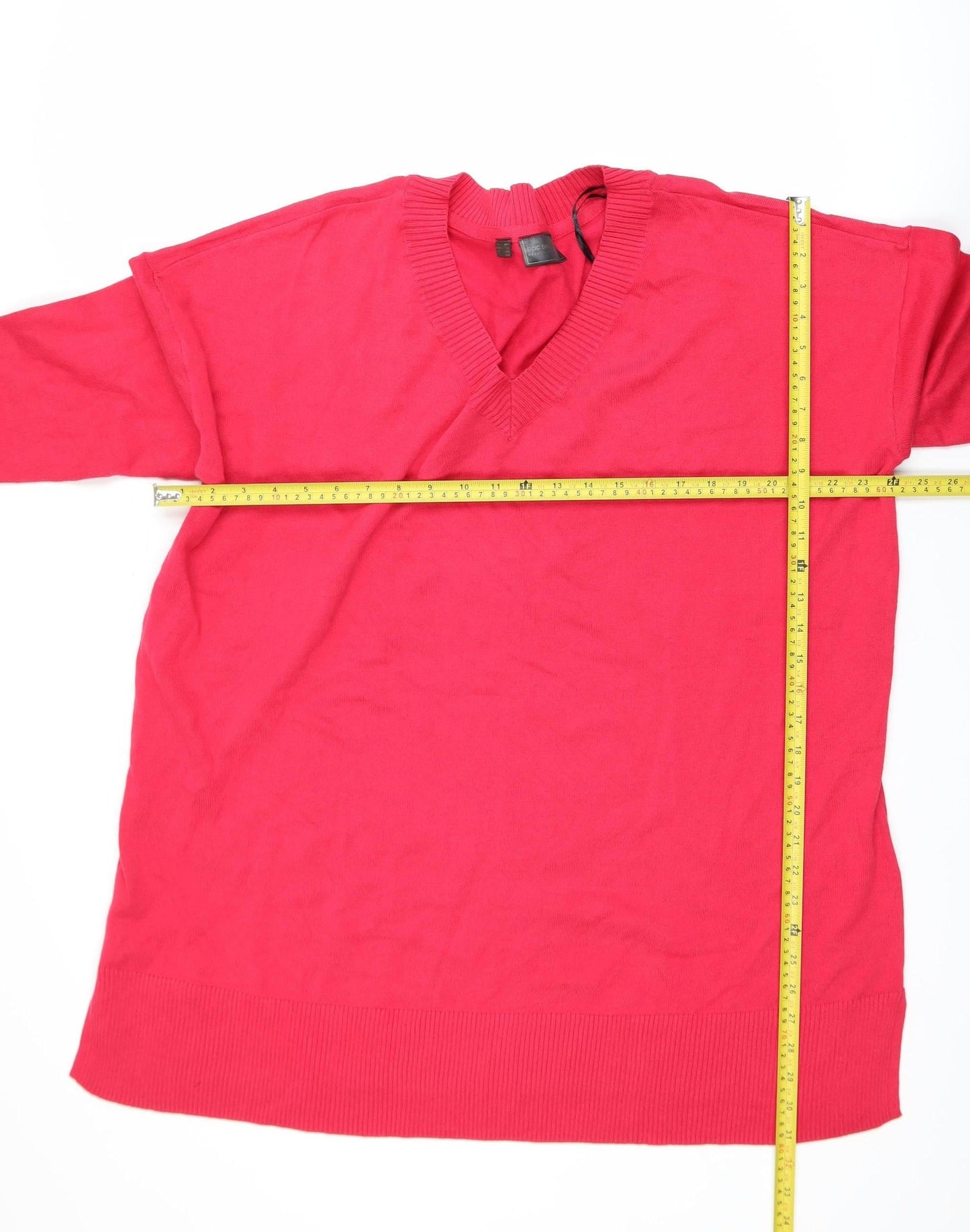 bpc Selection Women Red V-Neck XL Pullover Jumper Cotton Blend