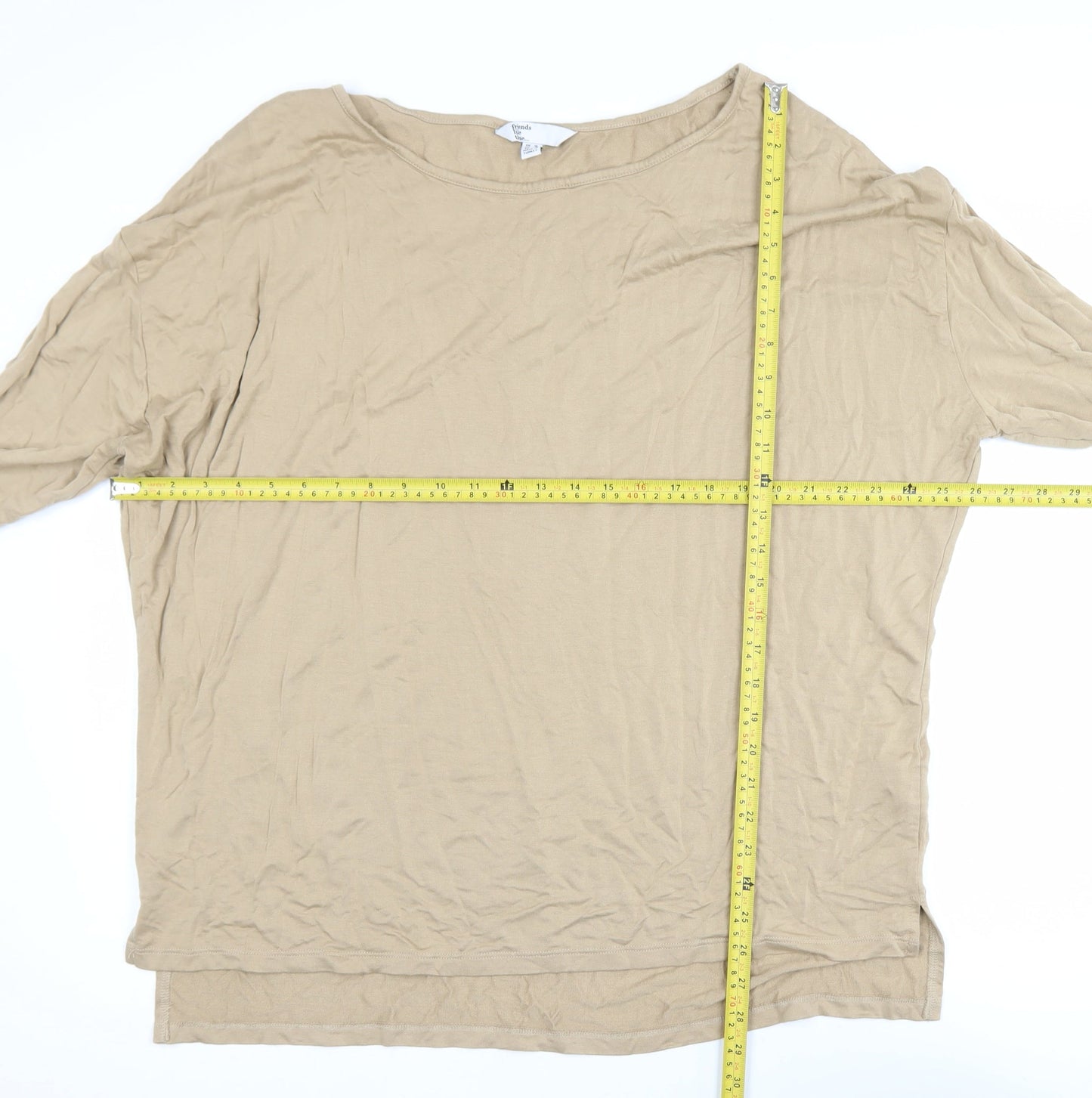Friends Like These Women’s Beige 3/4 Sleeve Stretch Jersey Top UK 16