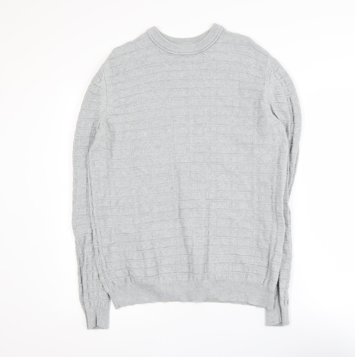 Nigel Hall Mens Grey Cotton Knit Crew Neck Jumper M