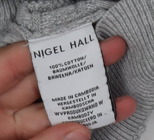 Nigel Hall Mens Grey Cotton Knit Crew Neck Jumper M