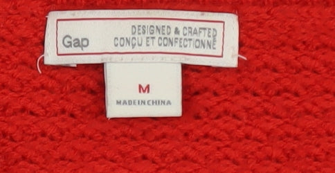 Gap Women Red Wool Blend Waffle Knit Crew Neck Jumper M