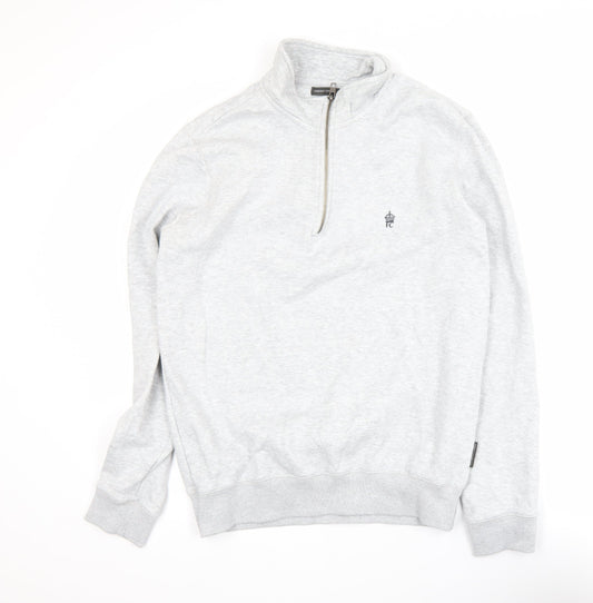 French Connection Men's Grey 1/4 Zip Sweatshirt Size S