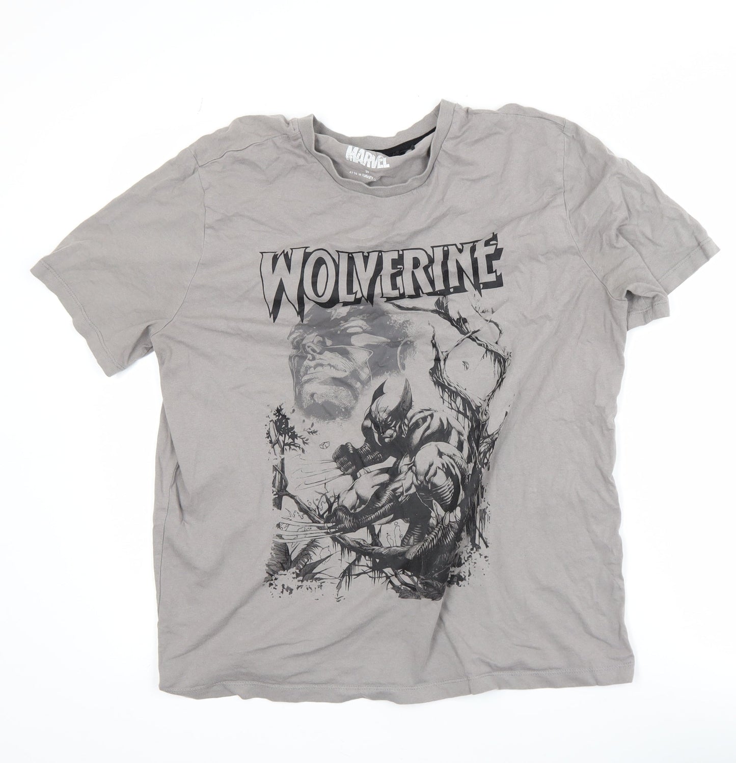 Marvel Men’s Grey Wolverine Graphic T-Shirt Size M