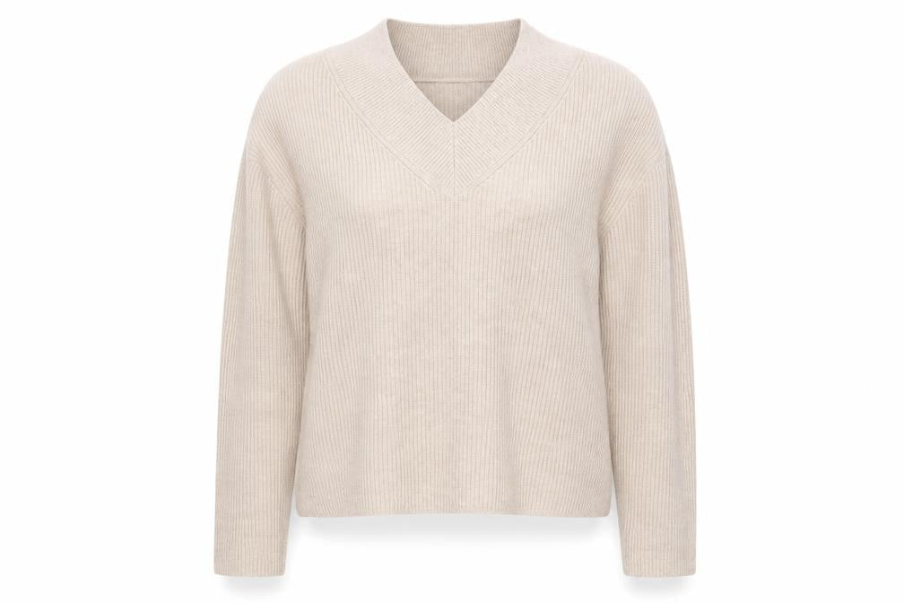 Marks and Spencer Womens Beige V-Neck Knit Jumper Medium