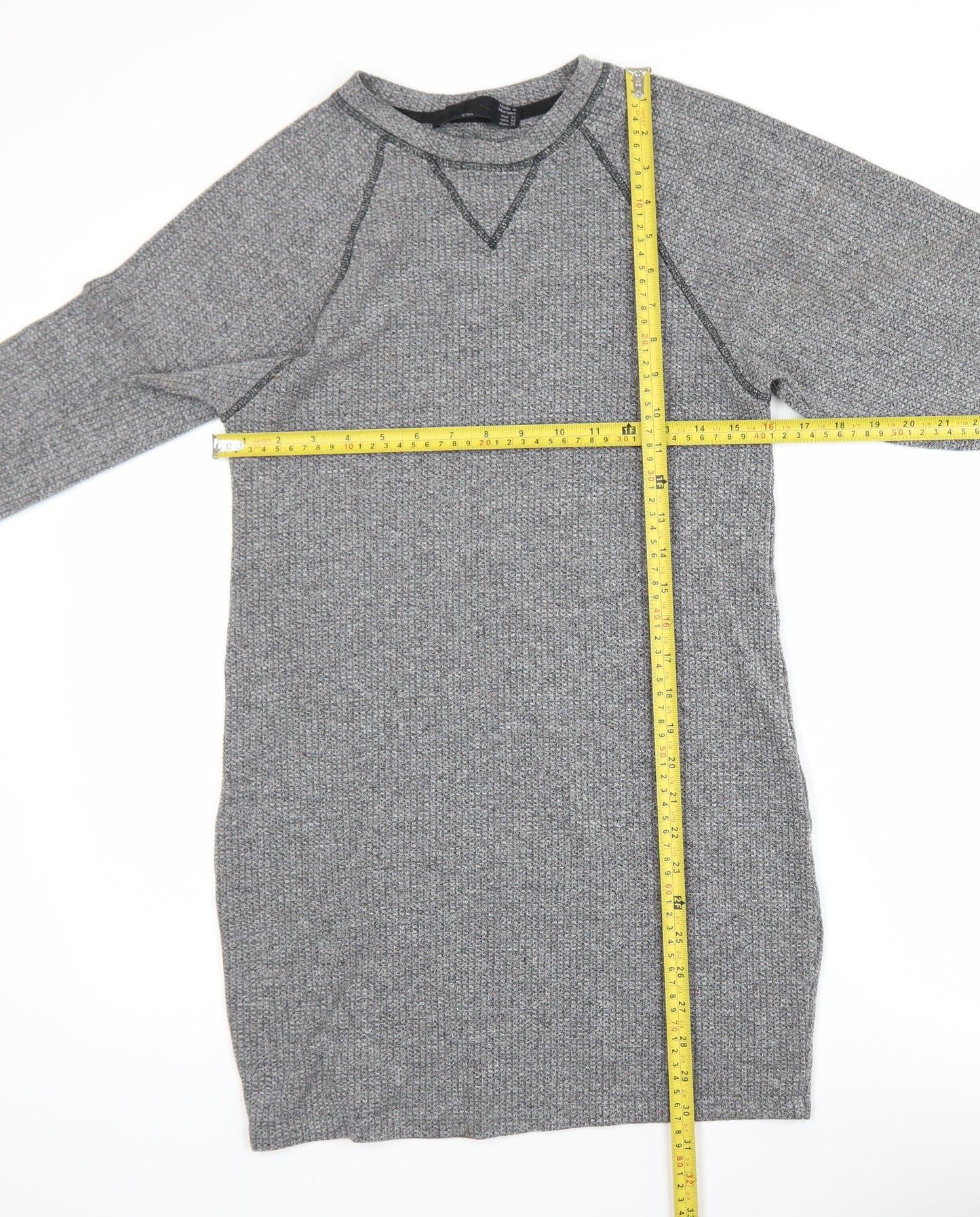 Zara Men Grey Waffle-Knit Pullover Jumper Size M