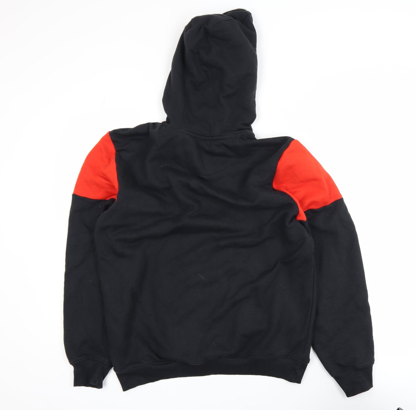 boohooMAN Men's Black Red Pullover Hoodie Size S Embroidered Logo