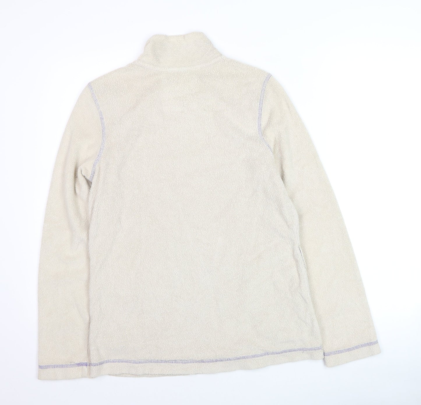 Boden Women Beige Fleece Henley Jumper UK 8 Long Sleeve