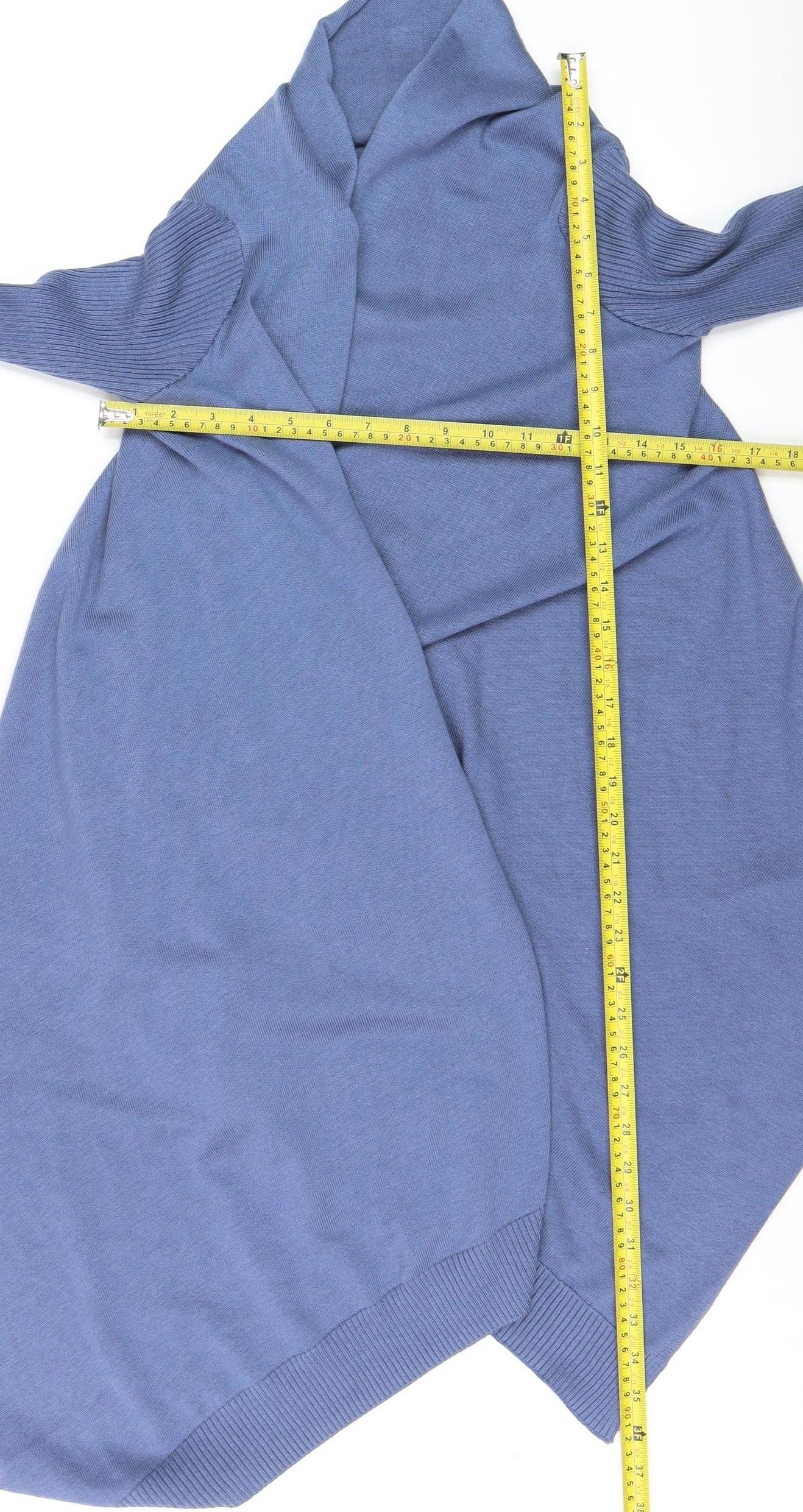 DKNY Womens Blue Knit Open Front Long Sleeve Cardigan Size 12