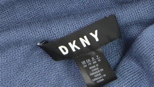 DKNY Womens Blue Knit Open Front Long Sleeve Cardigan Size 12