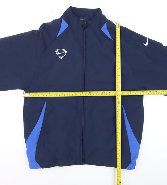 Nike Boys Blue Full Zip Track Jacket Size 10-12 Years Polyester Sportswear