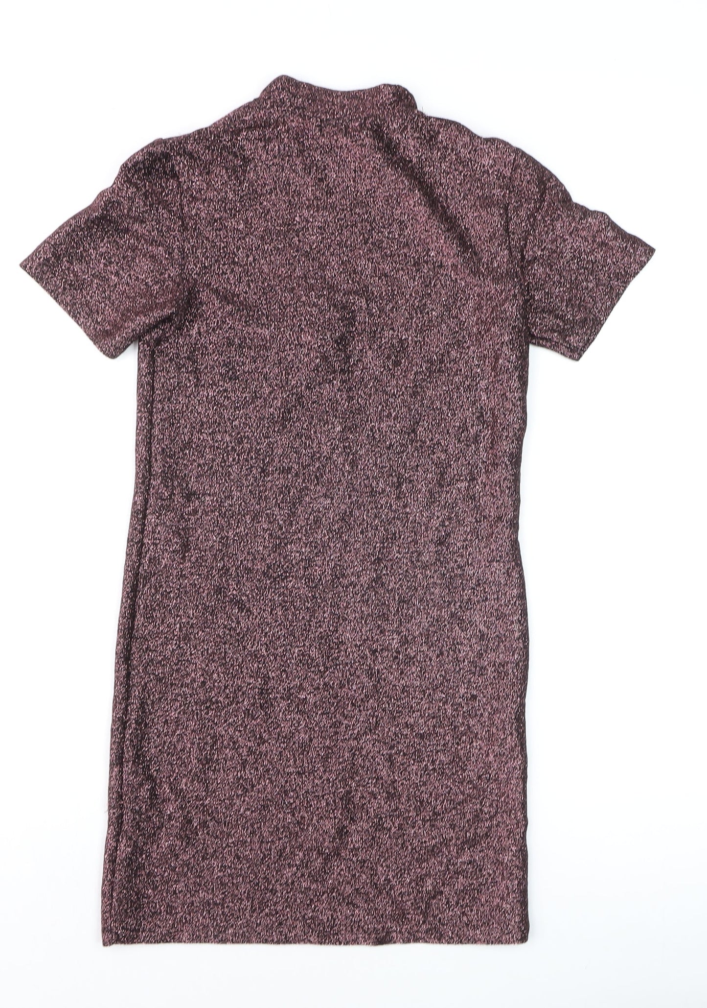 Light Before Dark Women's Purple Glitter Short Sleeve Bodycon Dress S