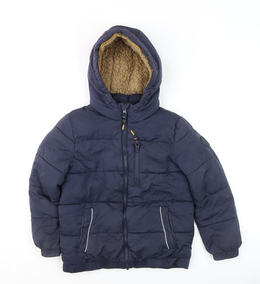 FatFace Boys Blue Hooded Puffer Jacket 8-9 Years Lined Winter Coat