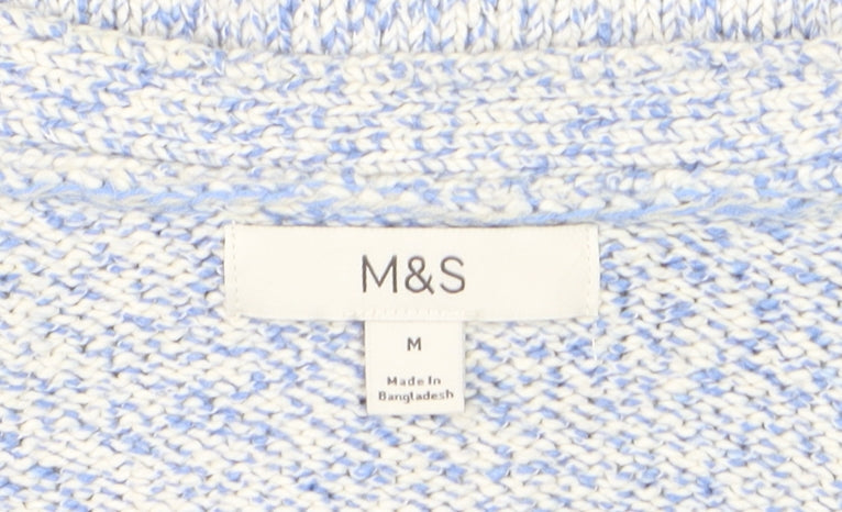 Marks and Spencer Women Blue Knit Button Cardigan M Classic Fit